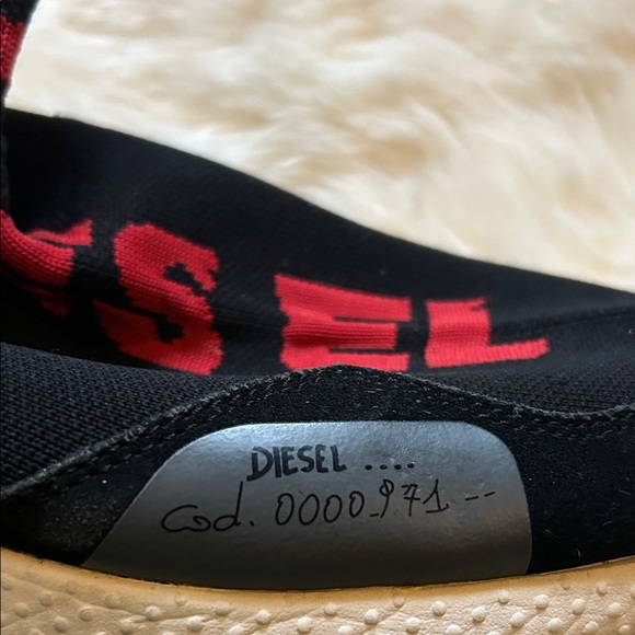 Diesel Black and Red High-Top Sneakers - was $275